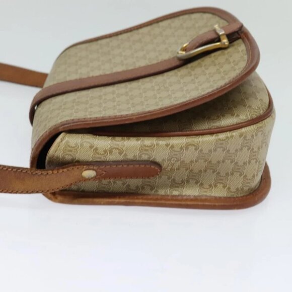 CELINE Macadam Canvas Shoulder Bag PVC Beige Gold Auth 118209 - Picture 8 of 16